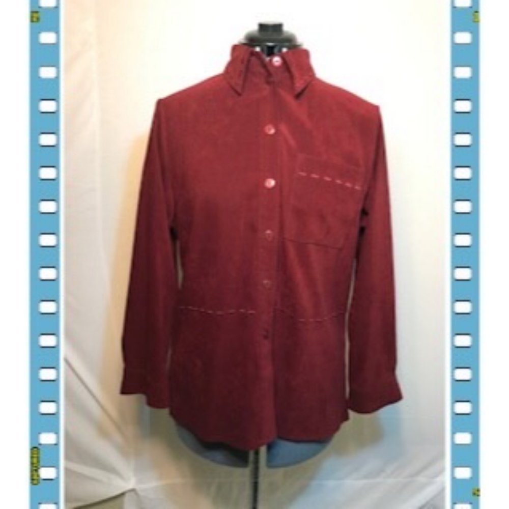 Kim Rogers Petite Faux Suede Button Down Shirt